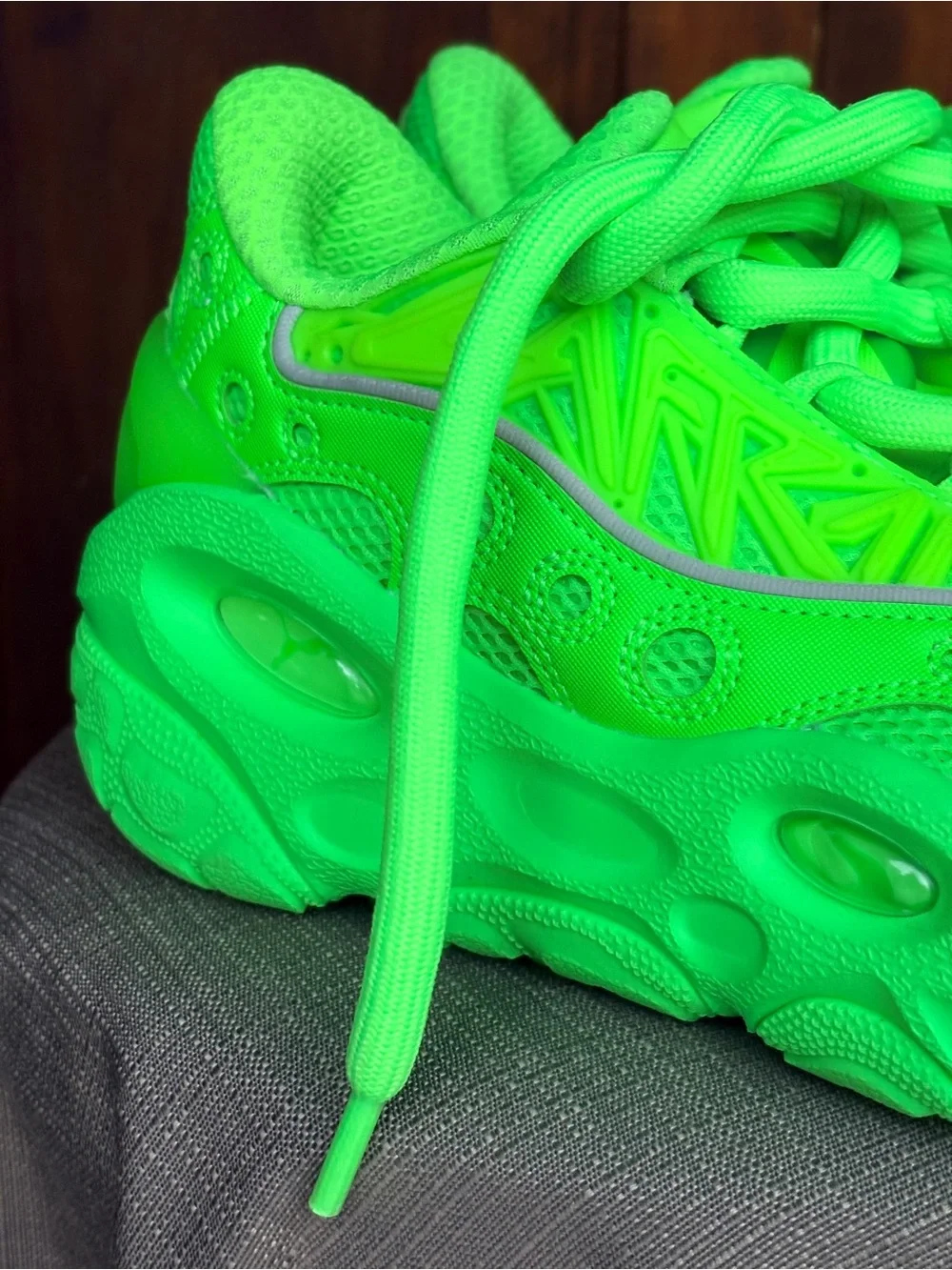 Puma LaFrancé RNR Green Glare Neon Chunky Sneakers NWOB